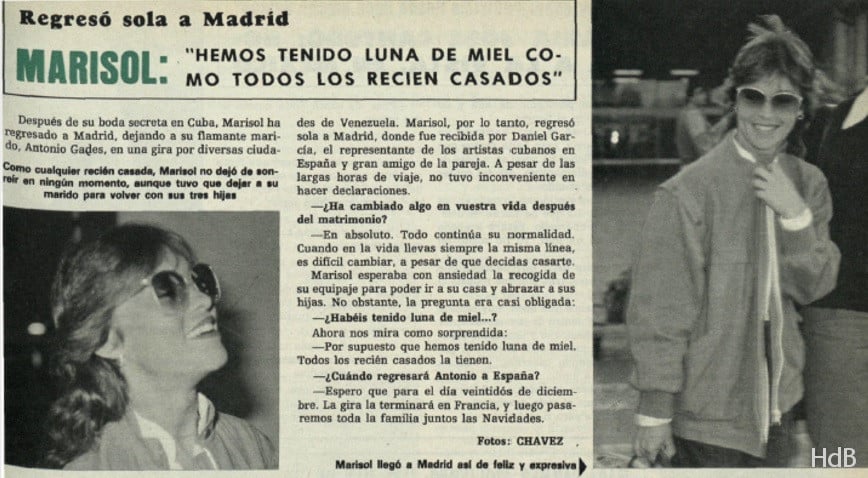 Marisol (Josefa Flores González) se casa con Antonio Gades tras divorciarse  de Carlos Goyanes - La Hemeroteca del Buitre